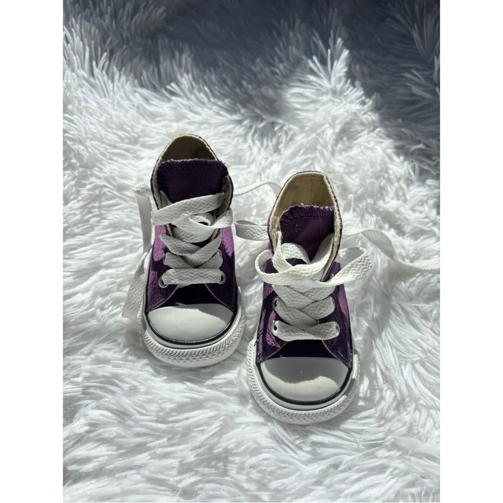 Converse Kids Purple and White High Top Sneakers